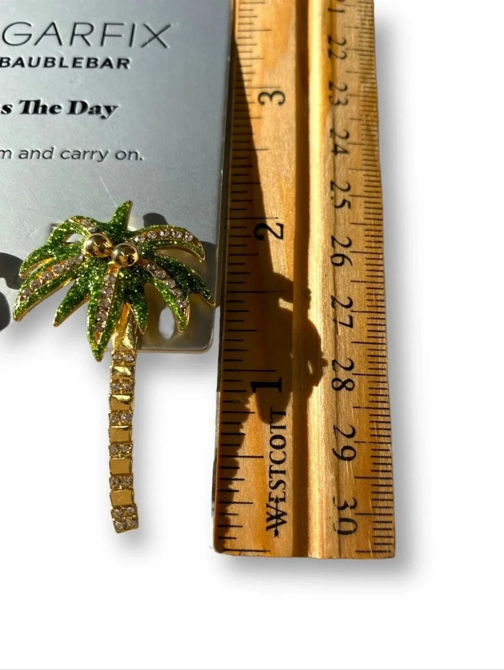 BaubleBar Sugarfix SEAS THE DAY Green & Gold Sparkle Palm Tree Drop Earrings